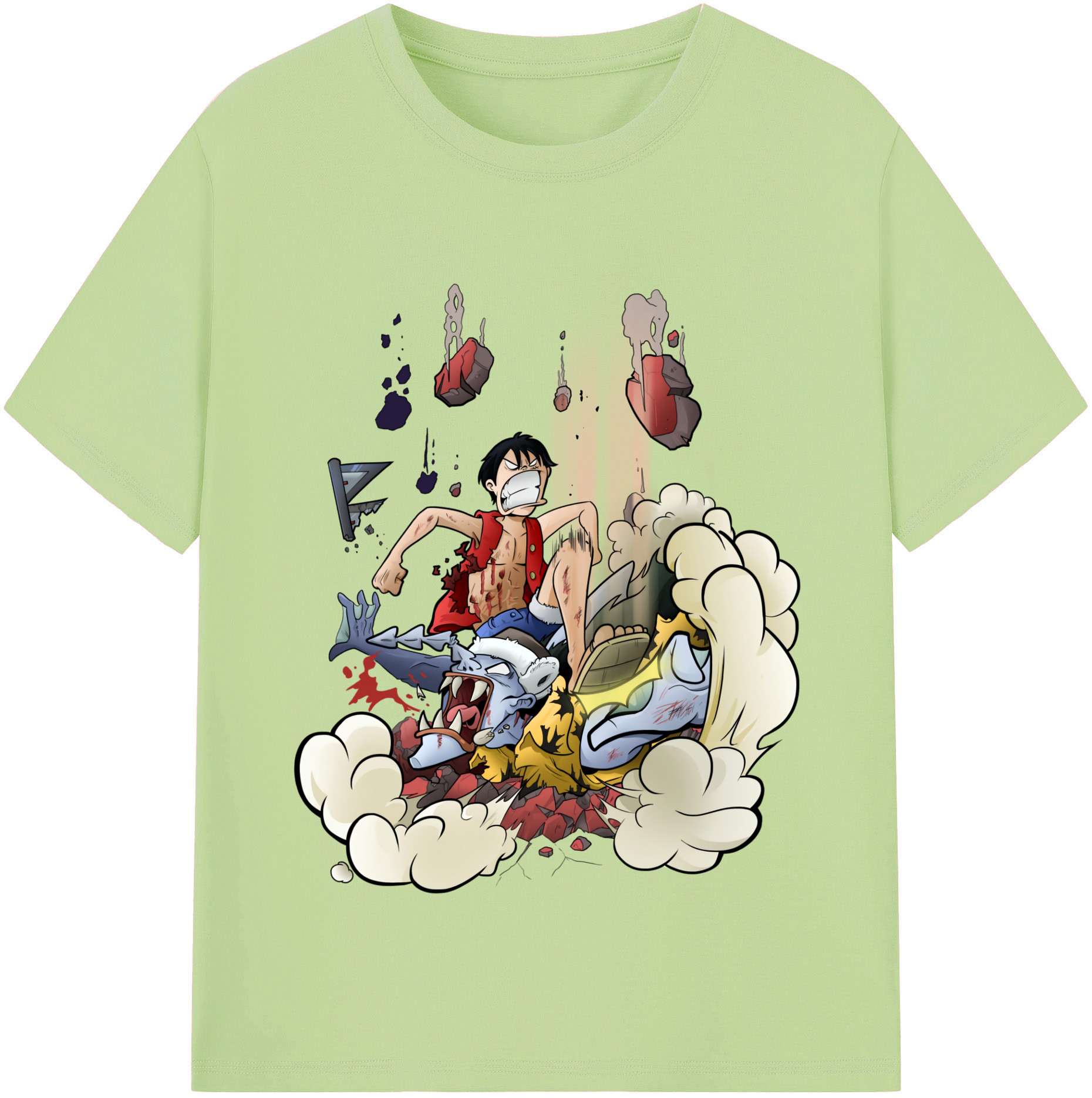 ワンピース モンキー・D・ルフィ ONE PIECE Monkey D. Luffy 綿100％半袖Tシャツ（フロントプリント）